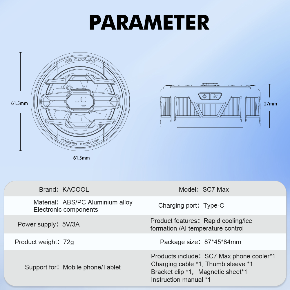 Kacool Phone Cooler for Gaming, Magnetic Cooling Fan w/ Back Clip ...
