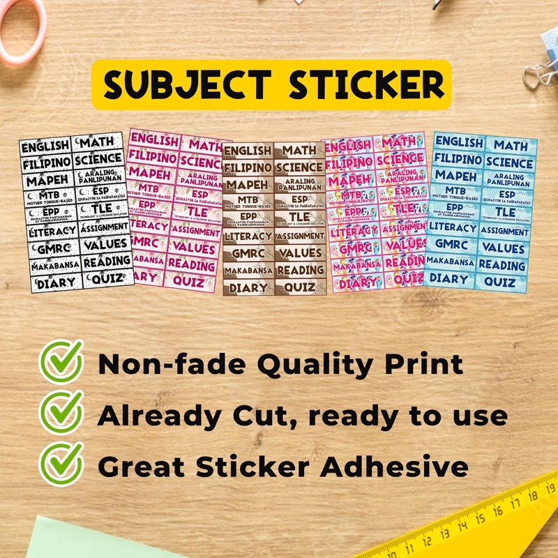 Notebook Subject Sticker Label Book Waterproof All Cut Ready to use ...