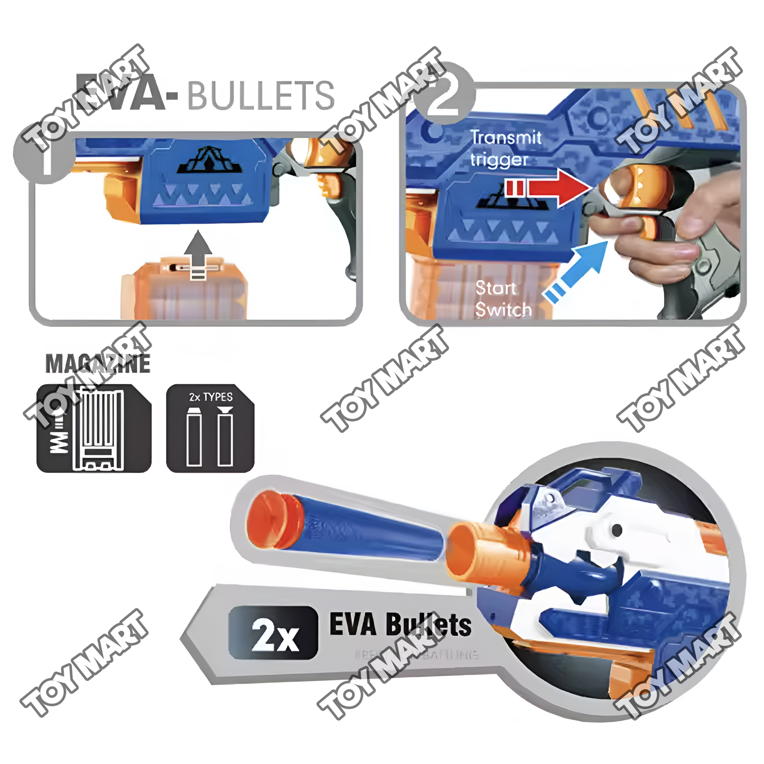 Stryfe NF Toy Blaster with 20 EVA Bullets Soft Bullet Gun for Kids ...