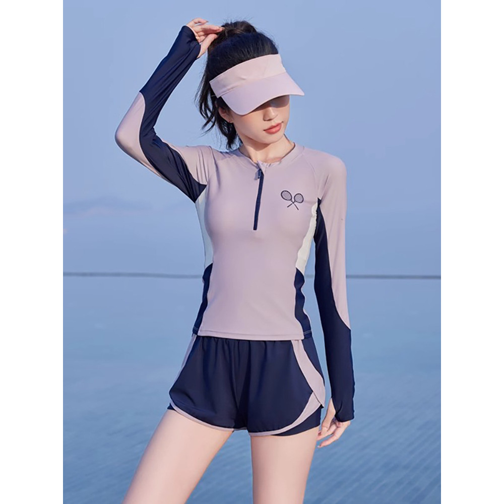 2025 New Two Piece Set Swimsuit For Women Long-Sleeved Rash Guard Sun ...