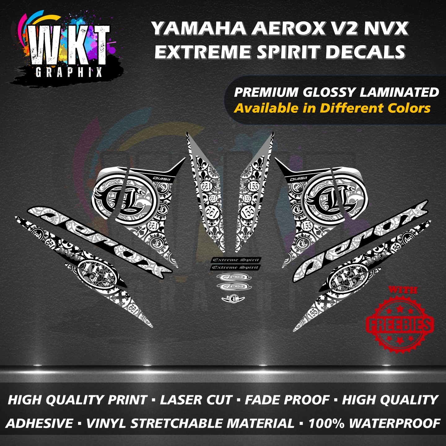 YAMAHA AEROX V2 NVX EXTREME SPIRIT DECALS (WATERPROOF, LAMINATED, FADE ...