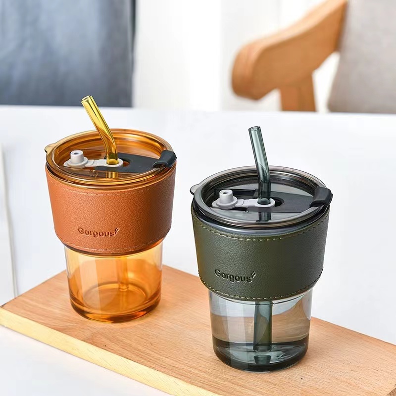 450ml Bamboo Cup Coffee Cup Northern Lights Glass Cup With Straw Cup ...
