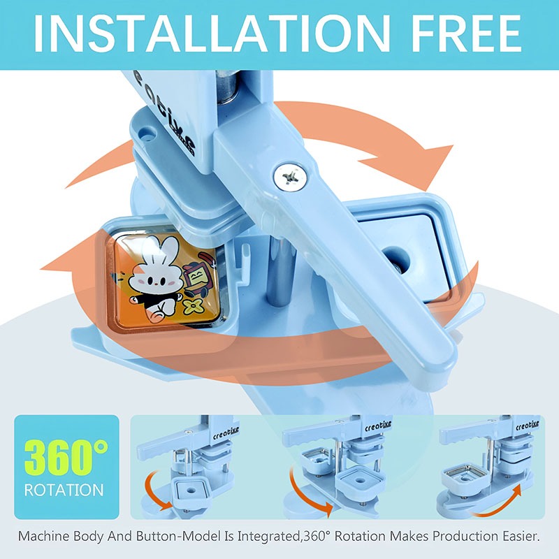 Creative 50mm Pin Maker Machine Set Square Badge Machine Button Maker ...