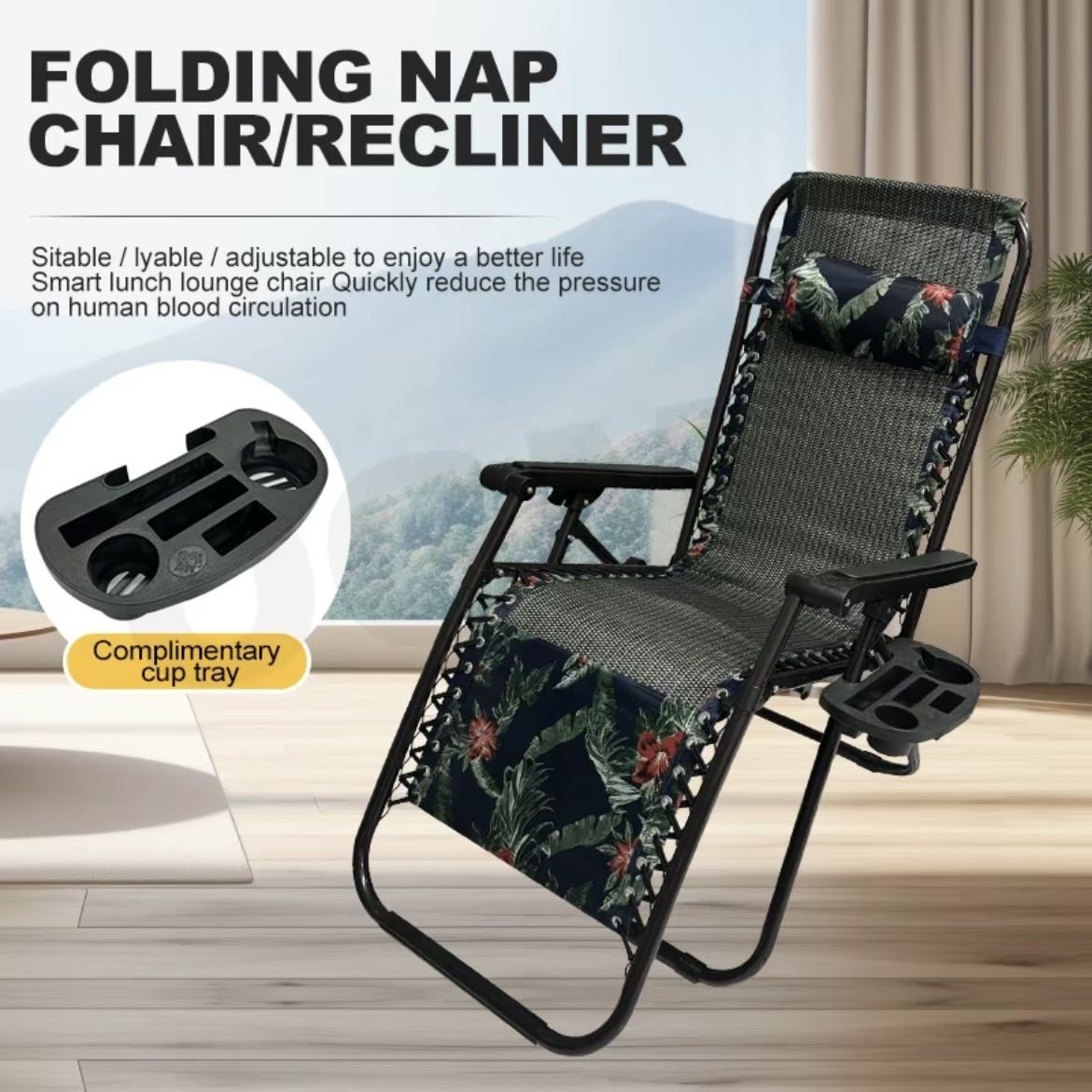 Foldable Recliner Chair – Random Color/Design + FREE HEADREST Outdoor ...