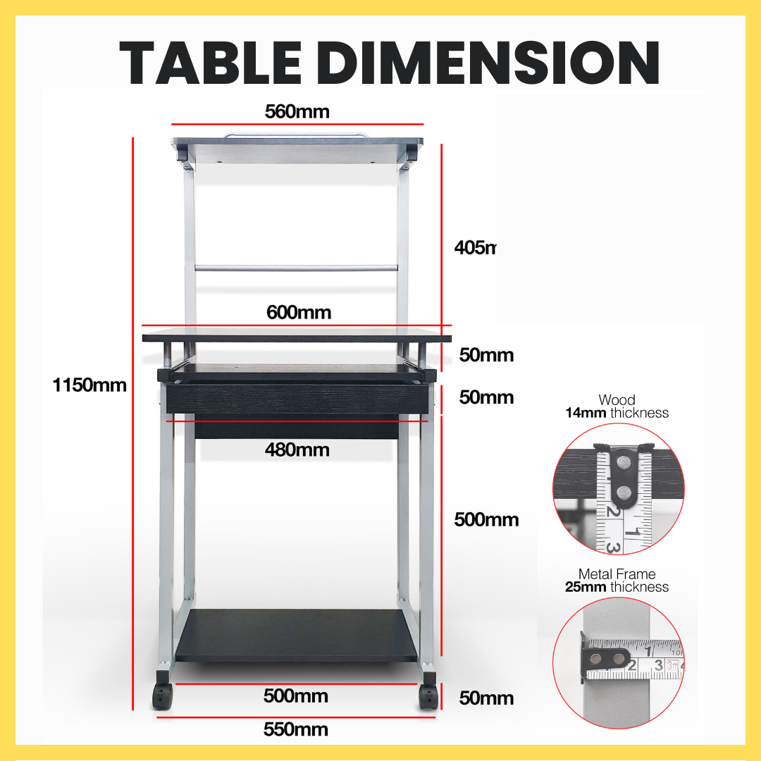 Computer Table w/ drawer and wheels / Perfect for Home & Office Use ...