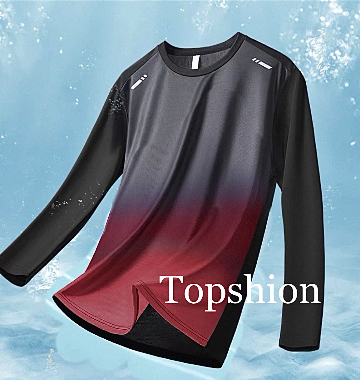 TOPSHION T33#MEN'S Gradient color long sleeves Sports DRI-FIT Long ...