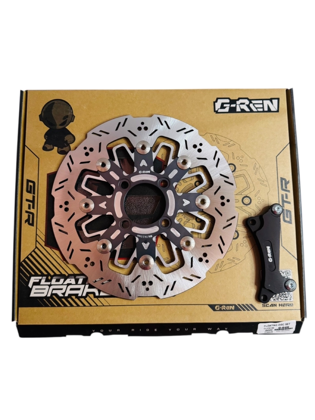 G REN FLOATING DISC 260mm 4holes CLICK125i/ CLICK150i V2/V3 w/ Braket ...