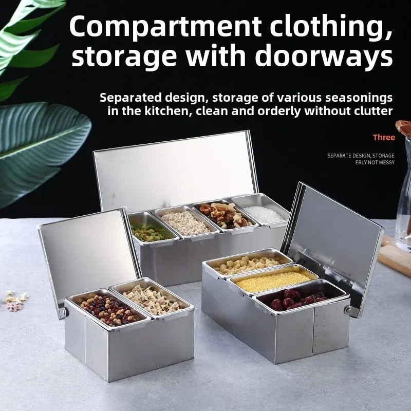 Stainless Steel seasoning box Restaurant Chef with lid Storage Box ...