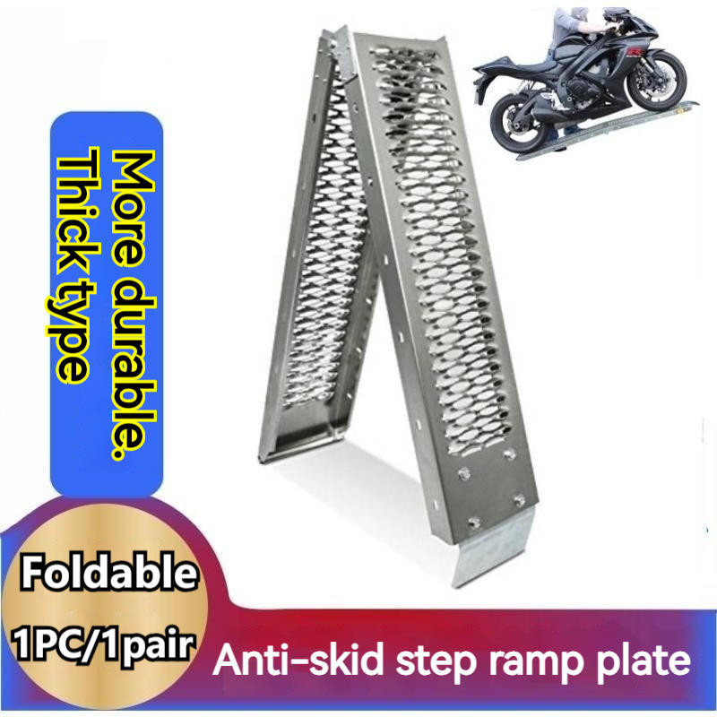 2PC Heavy Duty Foldable Car Ramp Motorcycle Steel Ramp Electric Scooter ...