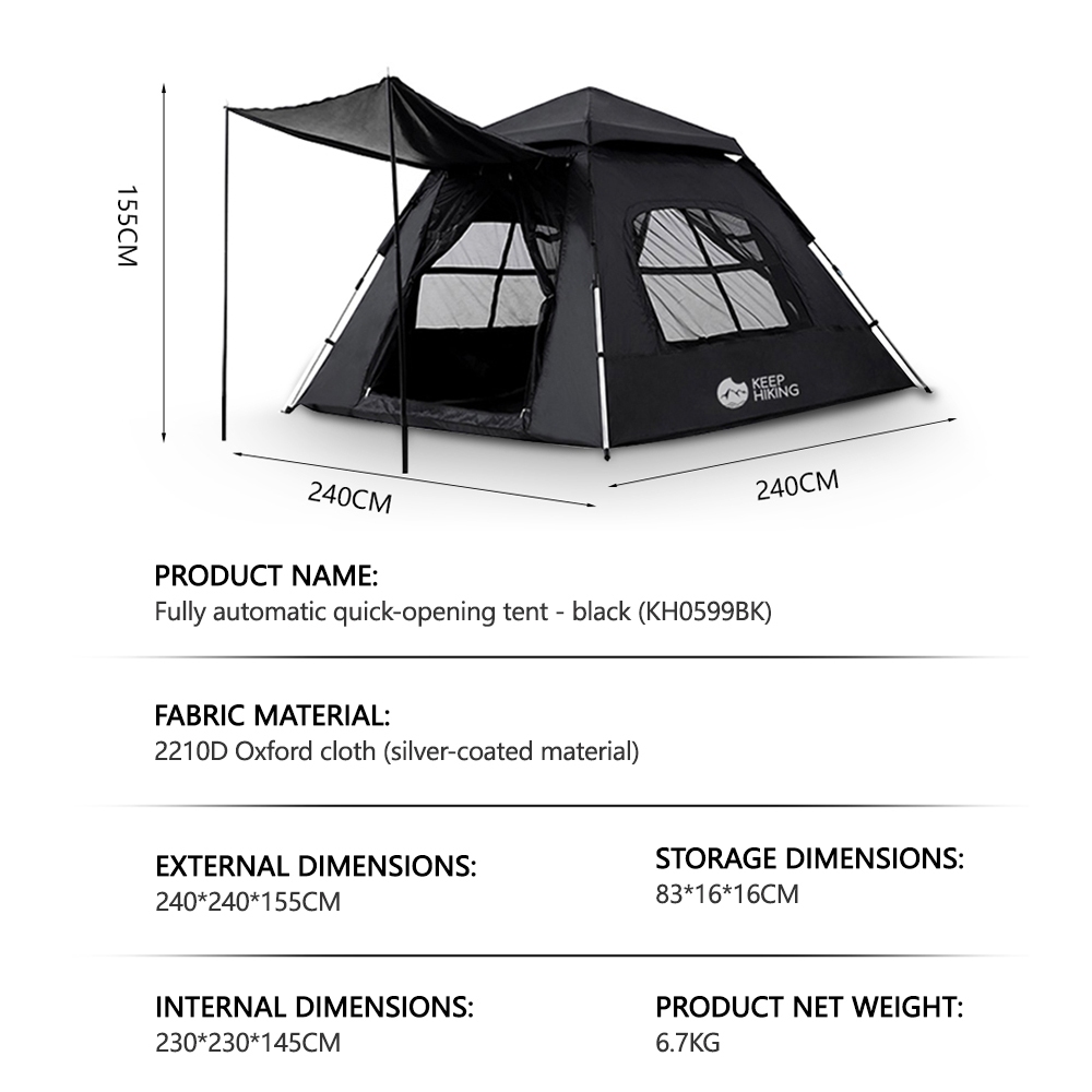 KEEPHIKE Automatic Tent For Camping Waterproof Double Layer Tent ...