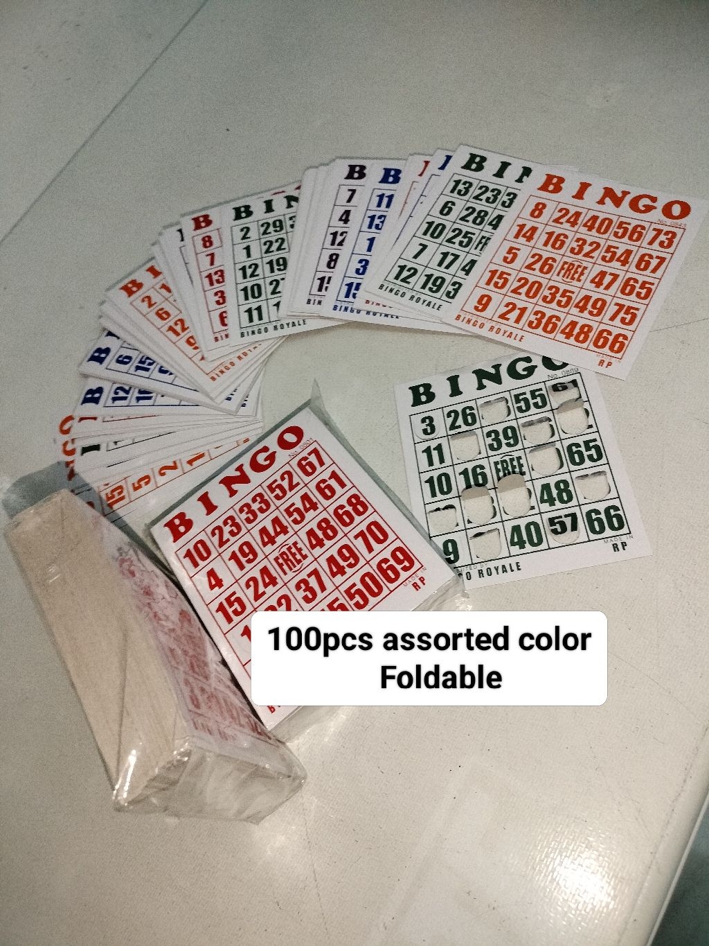 100pcs foldable small bingo card game card assorted color ( bingo ...