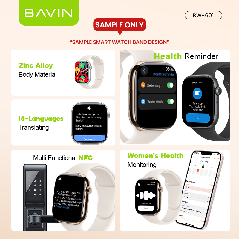 BAVIN BW601 Smart Watch w/ GPT AI Sleep & Heart Rate Monitoring / NFC ...