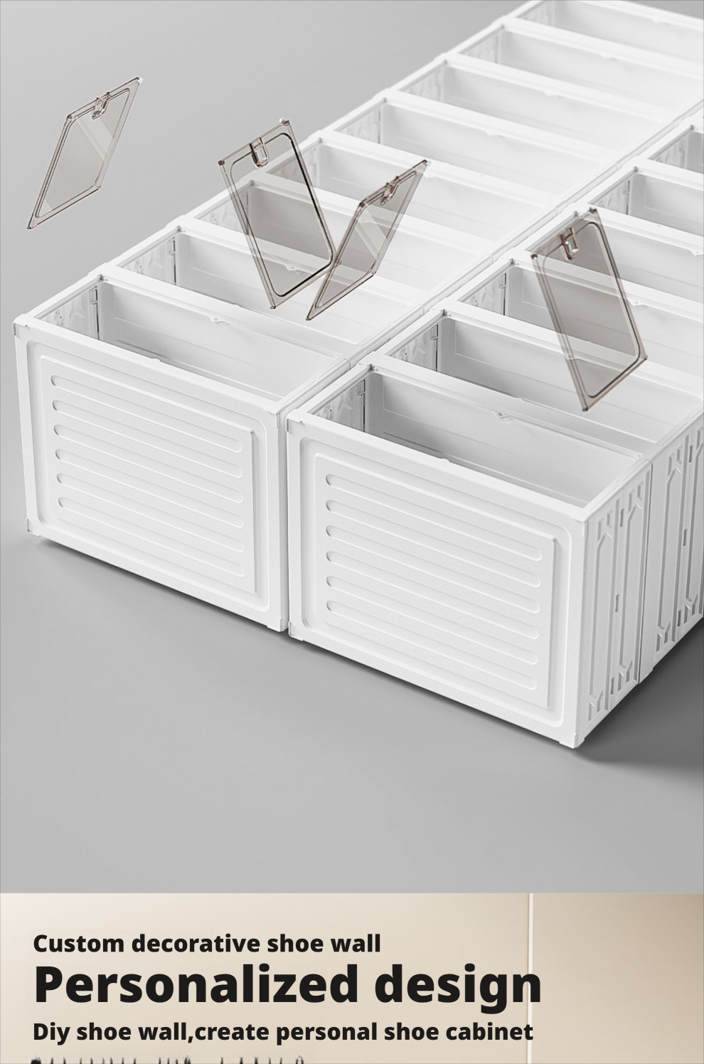 PINYAOO Foldable No-Assembly Shoe Rack, Clear Plastic Storage Organizer ...