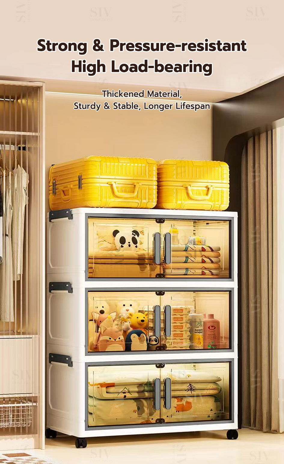 SIV 38cm/52cm Foldable Multi-Layer Storage Box Cabinet Plastic ...