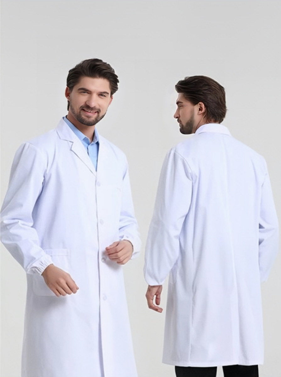 Lab Gown Unisex Lab Coat Long Sleeve White Laboratory Clothing Medical ...