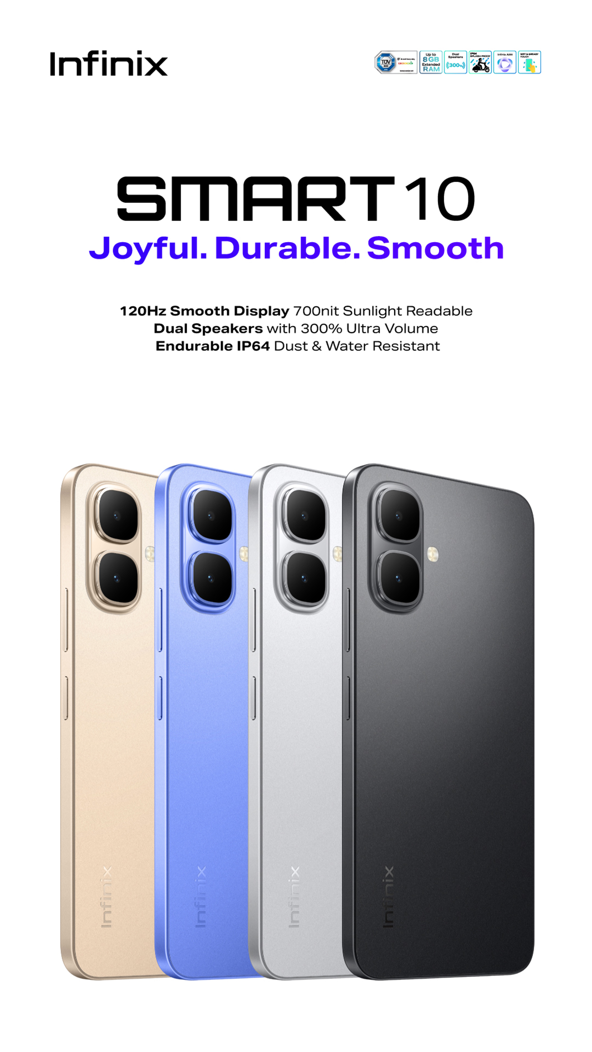 Infinix Smart 10, (up to 6GB [3GB + 64GB], 120Hz Display, Endurable IP64,  (1 year local warranty) | Shopee Philippines