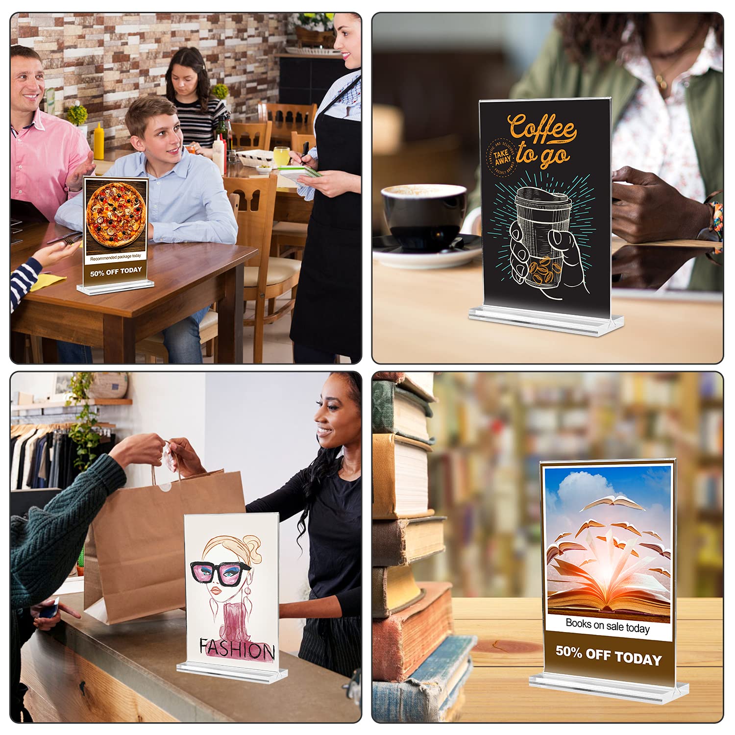 Acrylic T-Shape Display Stand A4 A6 Double Sided Plastic Paper Holder Clear Sign Holder Genuine I.1429311815