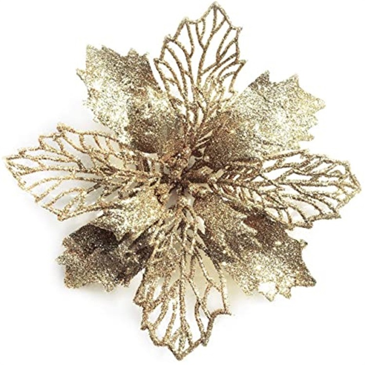 1PCS Glitter Christmas Flower Artificial Flowers Merry Christmas ...