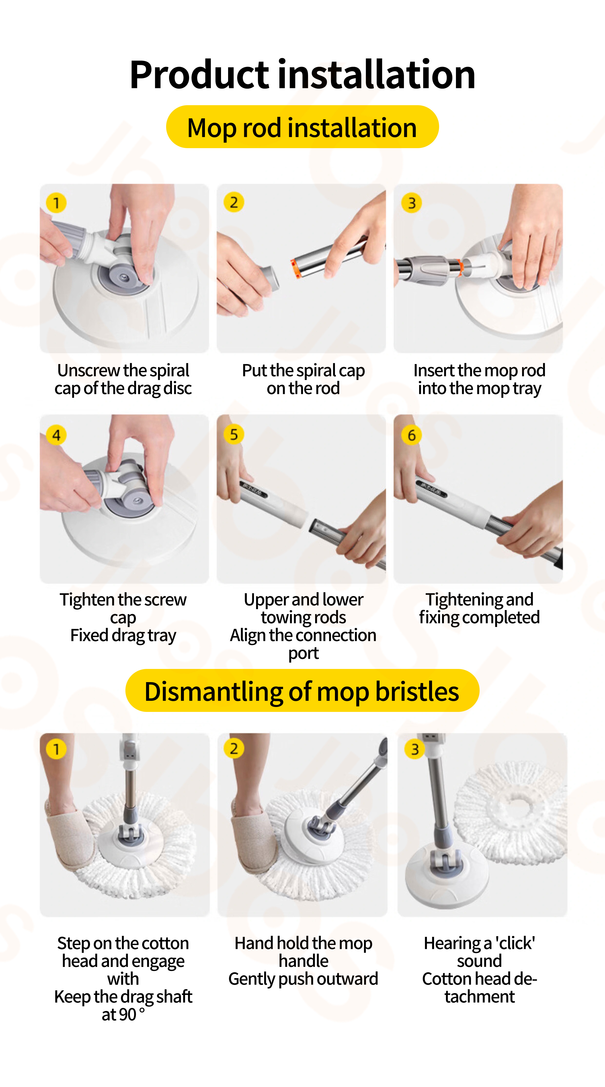 Jbos Universal Spinning Mop Handle Replacement Extended Sturdy