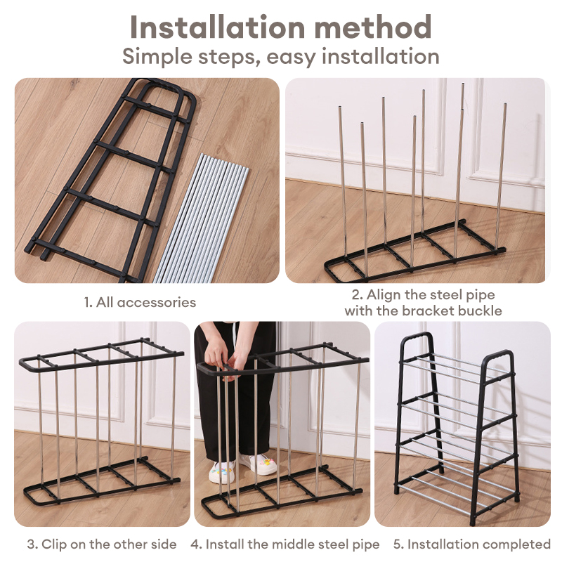 COD 5 layer shoe rack shoe stand steel tube shoe rock assembled storage ...
