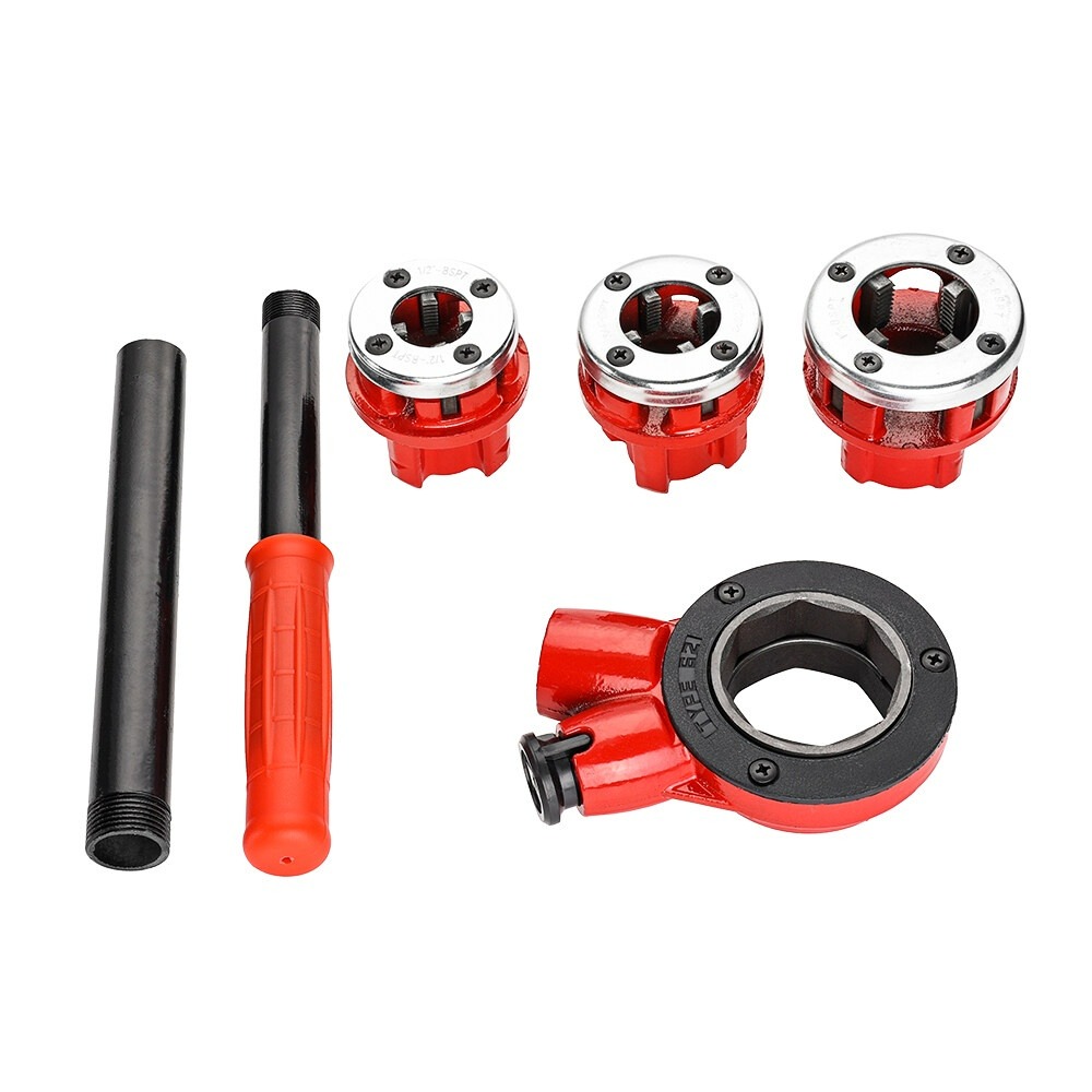Pipe Threading Tool with Ratchet Handle - Includes 3/8", 1/2", 3/4", 1 ...
