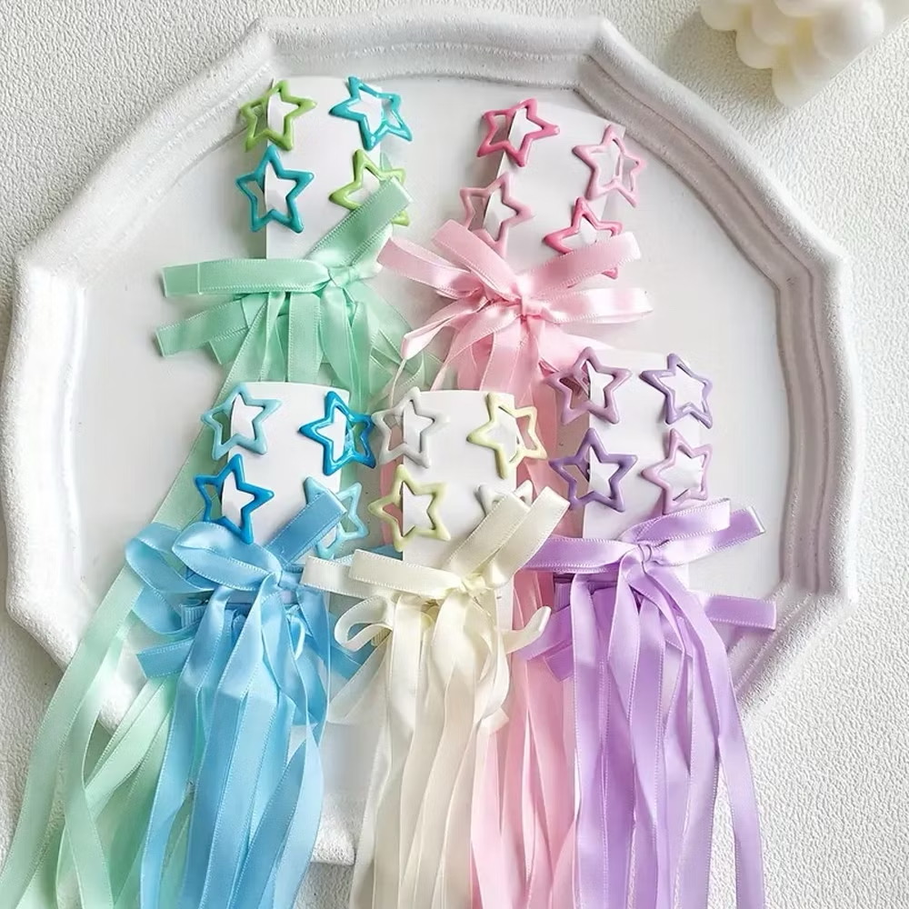 NECK Fashion Fabric Ribbon Hair Bow Hairpin Girls Hair Clips Y2K Star ...