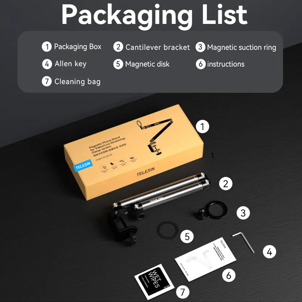 TELESIN Magsafe Lazy Arm Smartphone Table Aluminum Clamp for Android ...