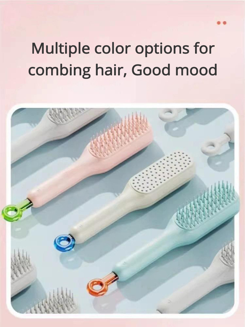 Women Lady Rotatable Comb Self-cleaning Hair Brush Anti Static ...