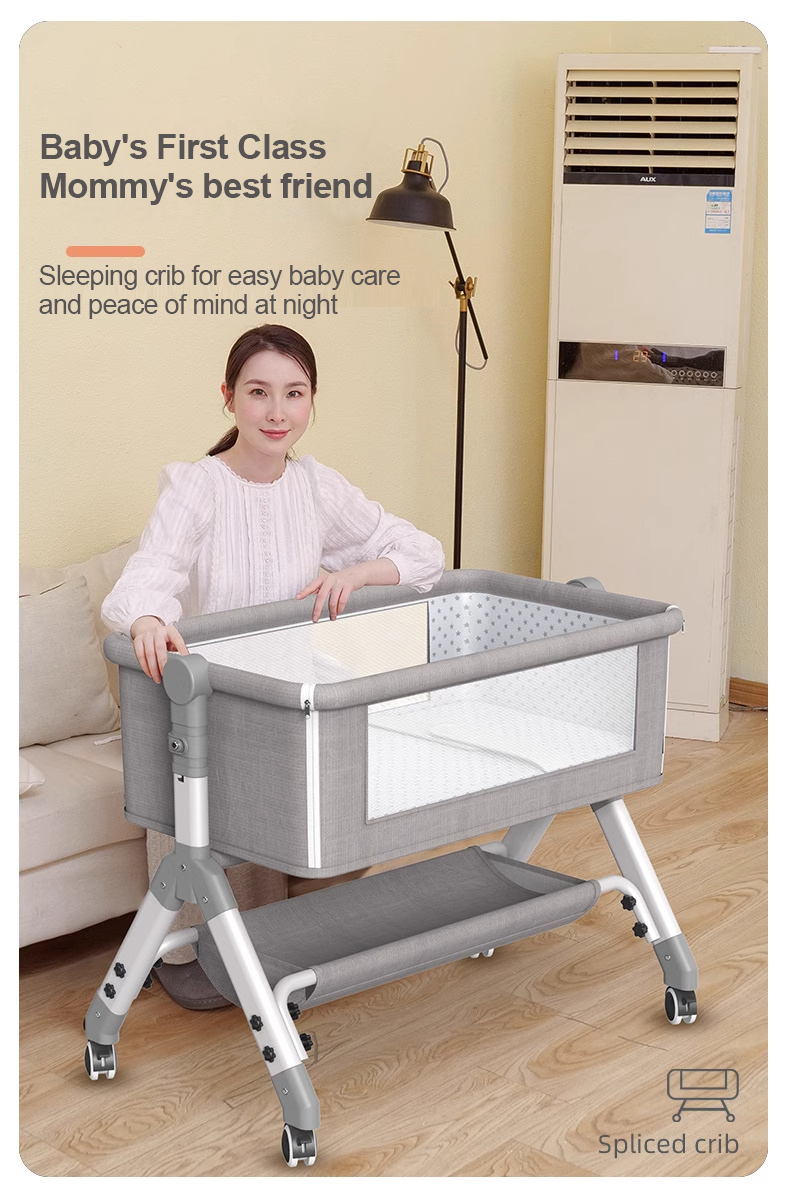 LUCKYBABE Baby crib newborn spliced bed convenient and adjustable with ...