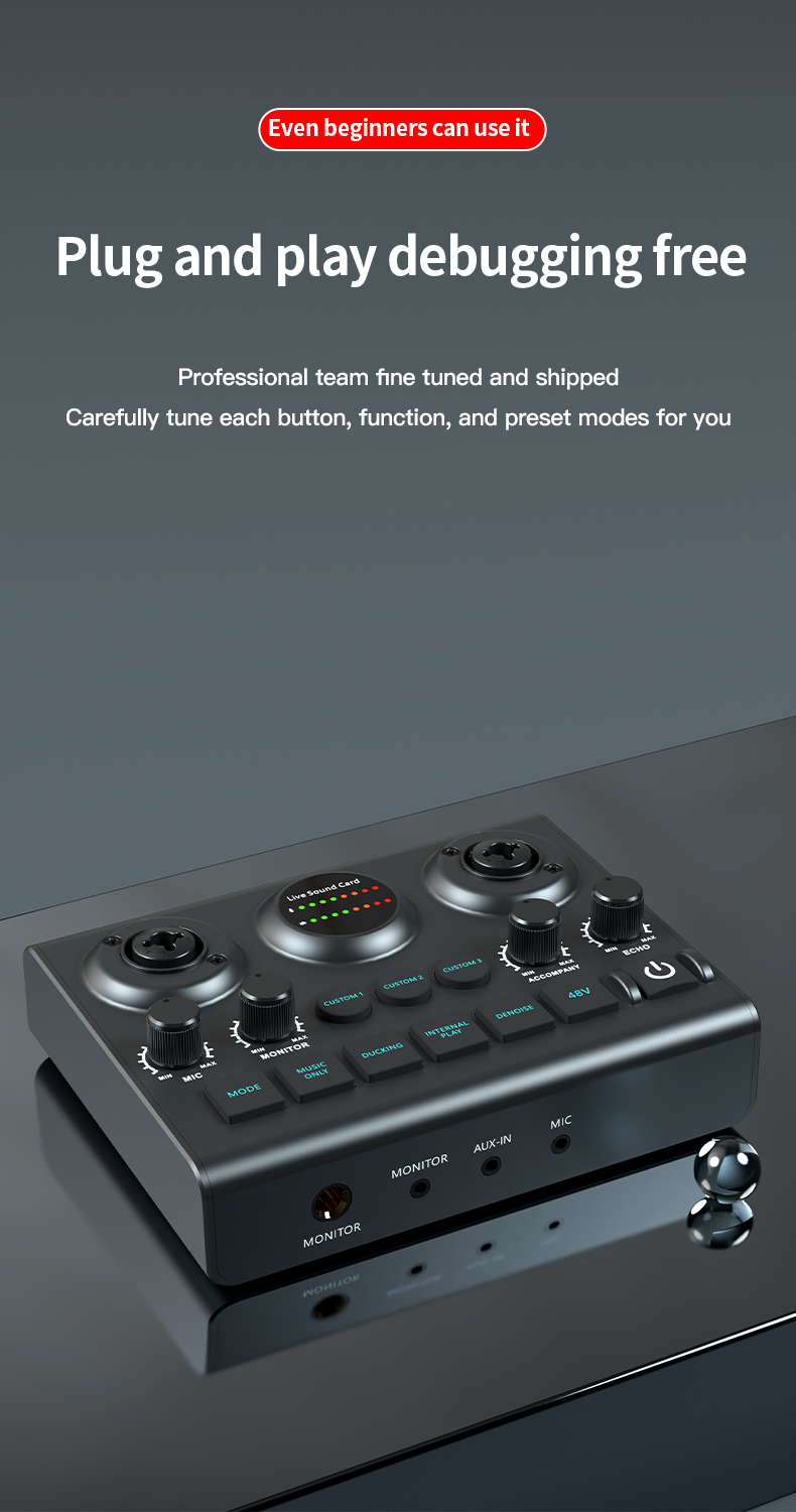 F10 Live Sound Card Auditory Mixing Console Intelligent Noice Reduction ...