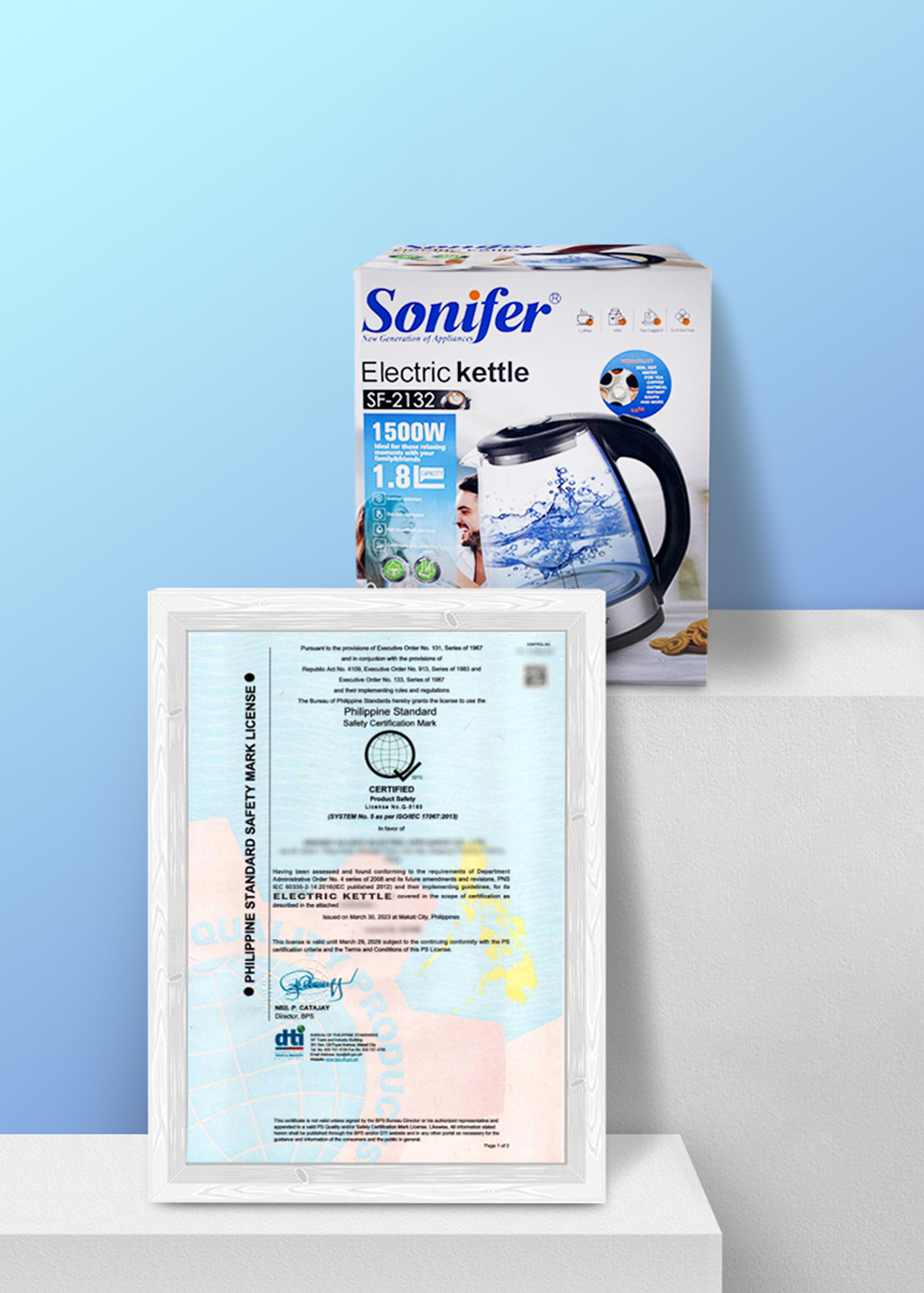 Sonifer Electric Kettle 1.8L Capacity And Stainless Body With Viewable ...
