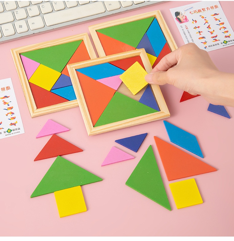 DIY Children Mental Development Tangram Wooden Jigsaw Puzzle ...