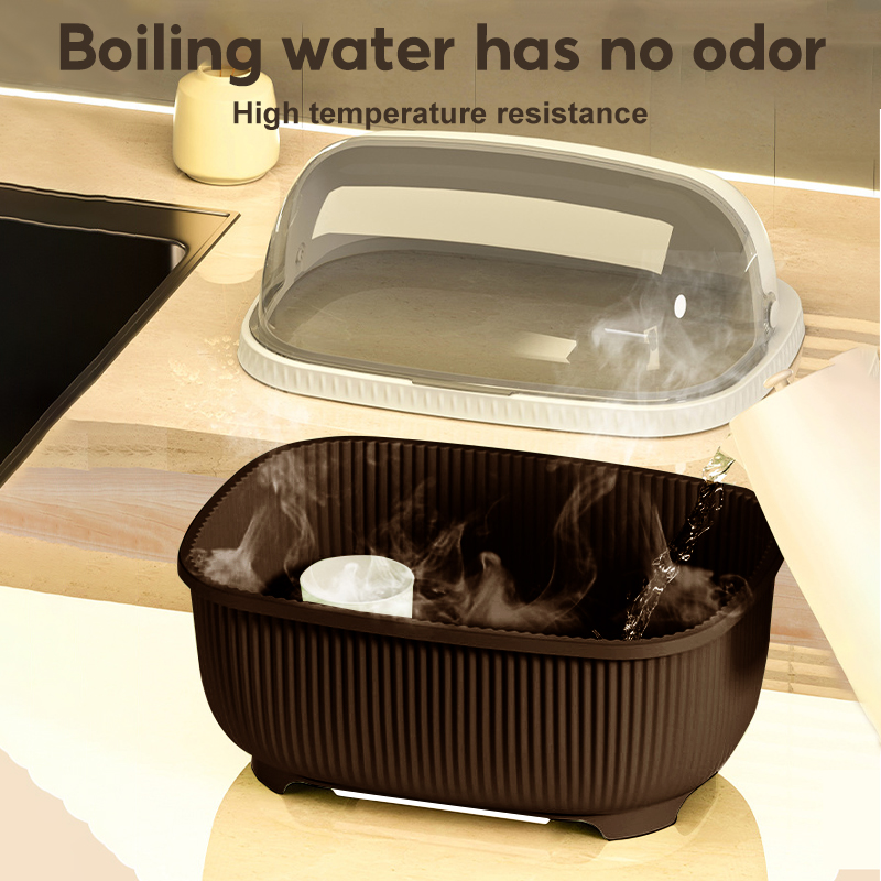 CHIT Dish Rack With Cover Plastic Plate Drainer Organizer Dustproof ...