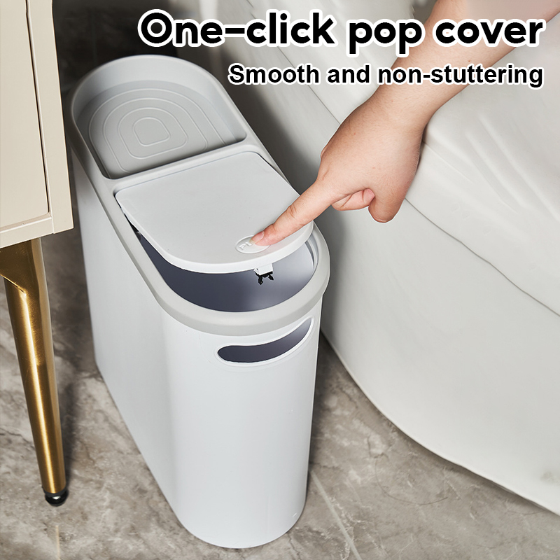 Talmf 10L Narrow Trash Bin With Cover Aesthetic Trash Can With Handle ...