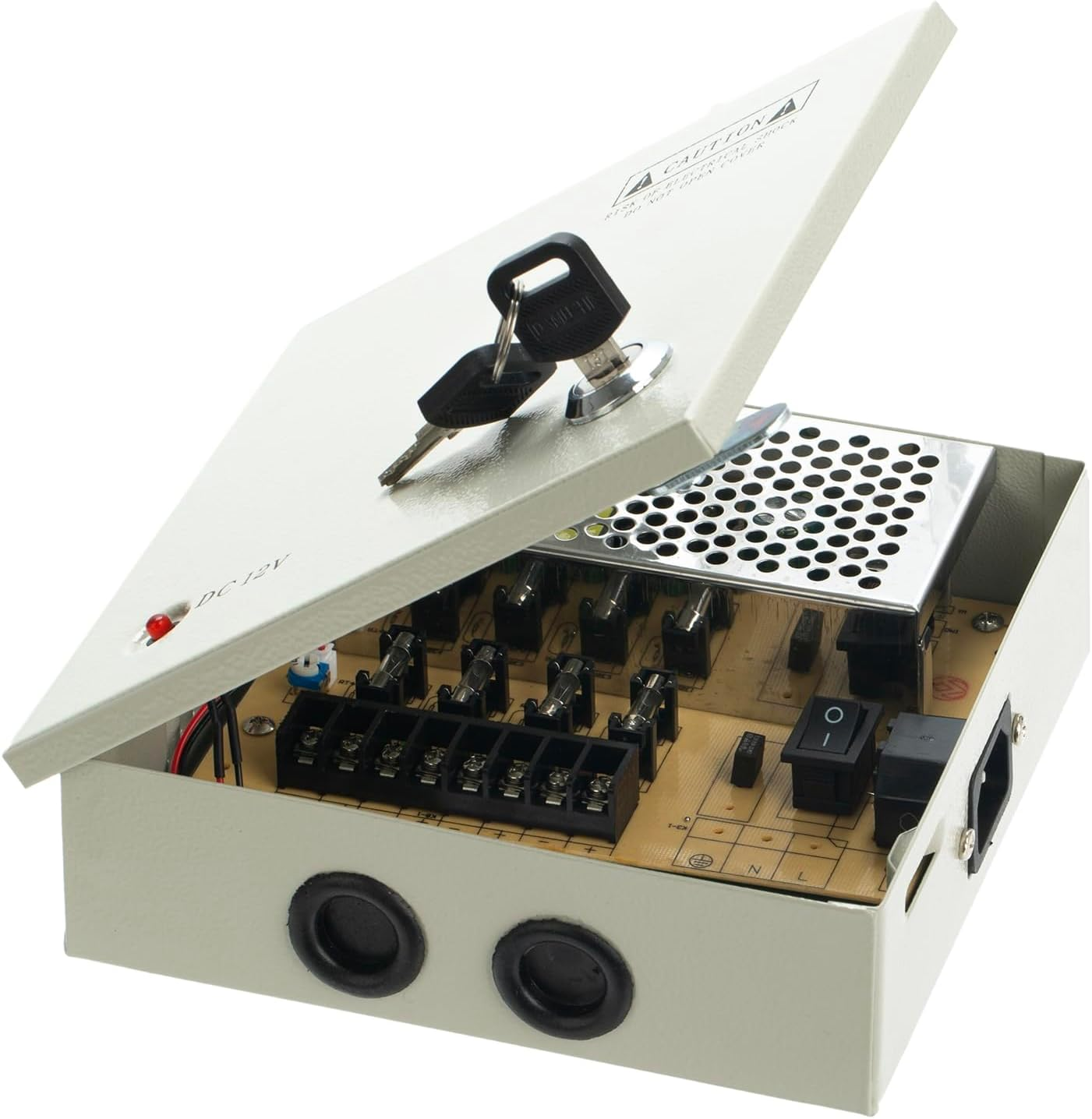 ALLAN 4 Output Channel CCTV Glass Fuse Distributed Power Supply Box for ...