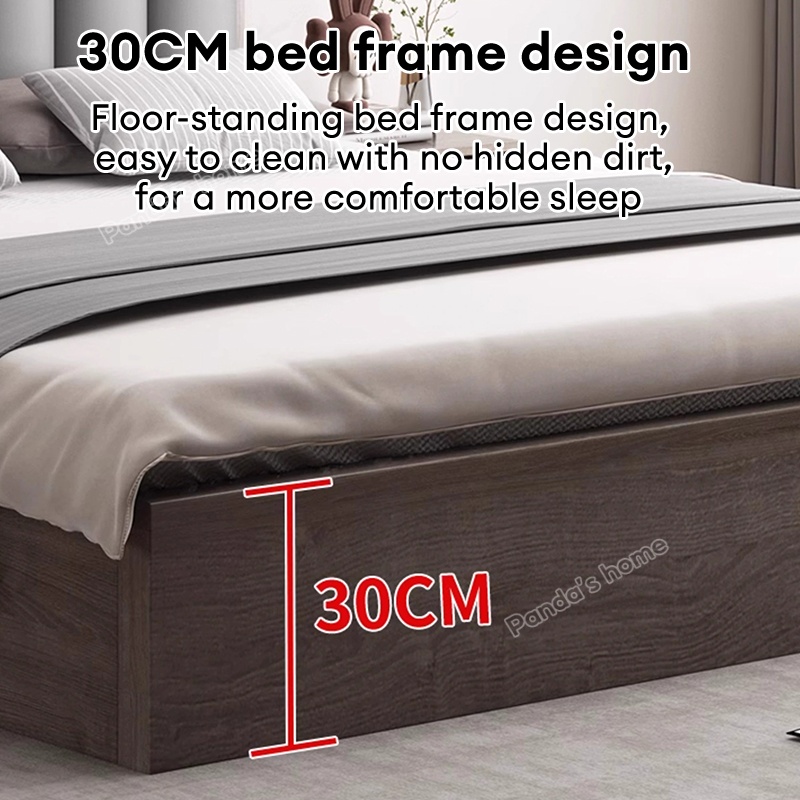 [47-70 INCH] 2M Long Solid Wood Bed Frame With Soft Padding Queen Size ...