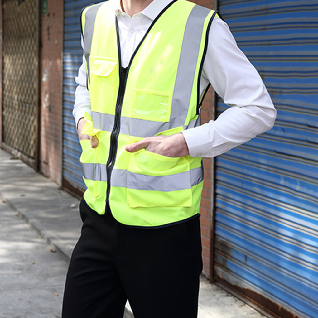Custom Safety Vest Logo Class 2 High Visibility Vest With 5 Pockets and ...
