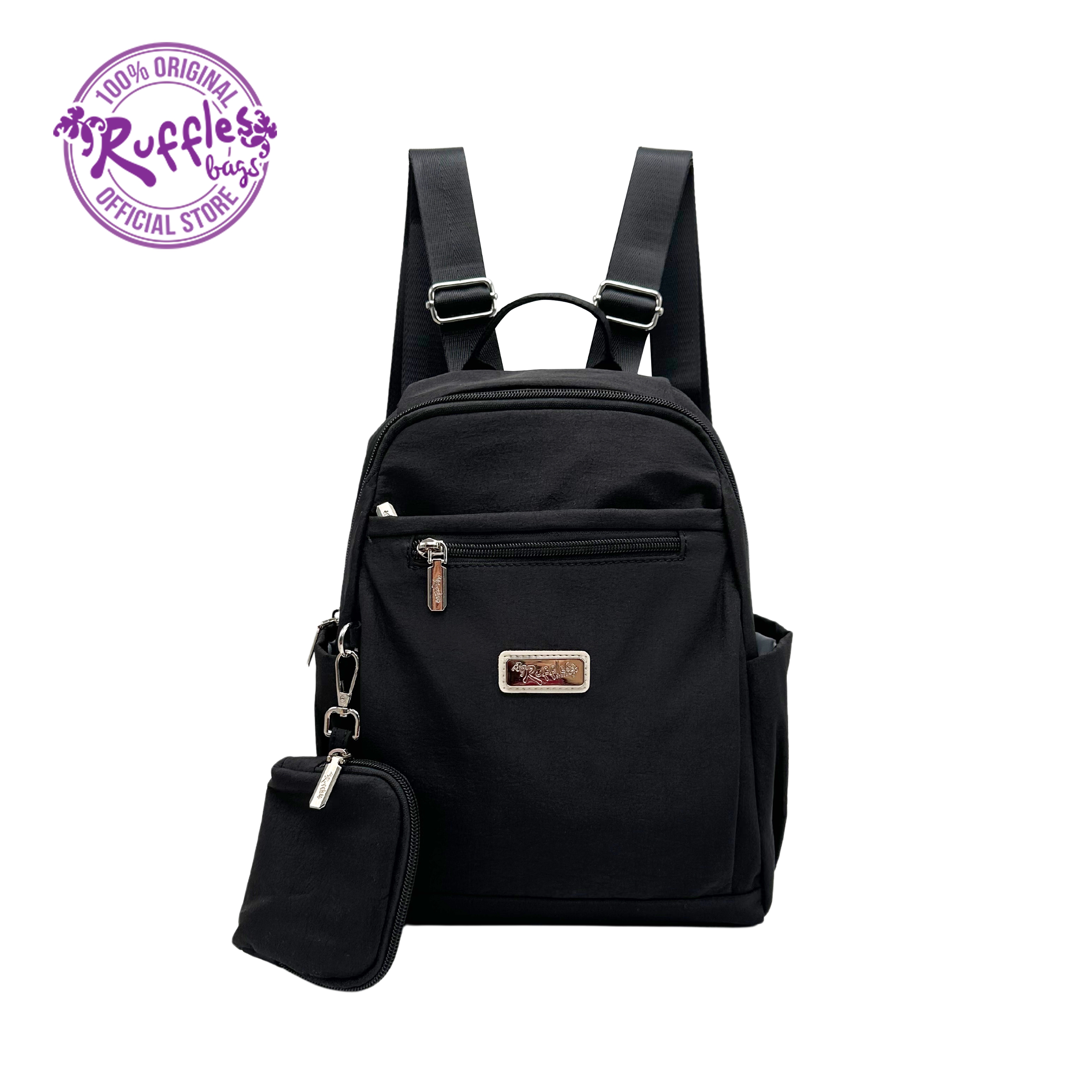 Ruffles Bags Sandra 12-Inch Backpack (Black, Peach, Beige, Purple, Blue ...
