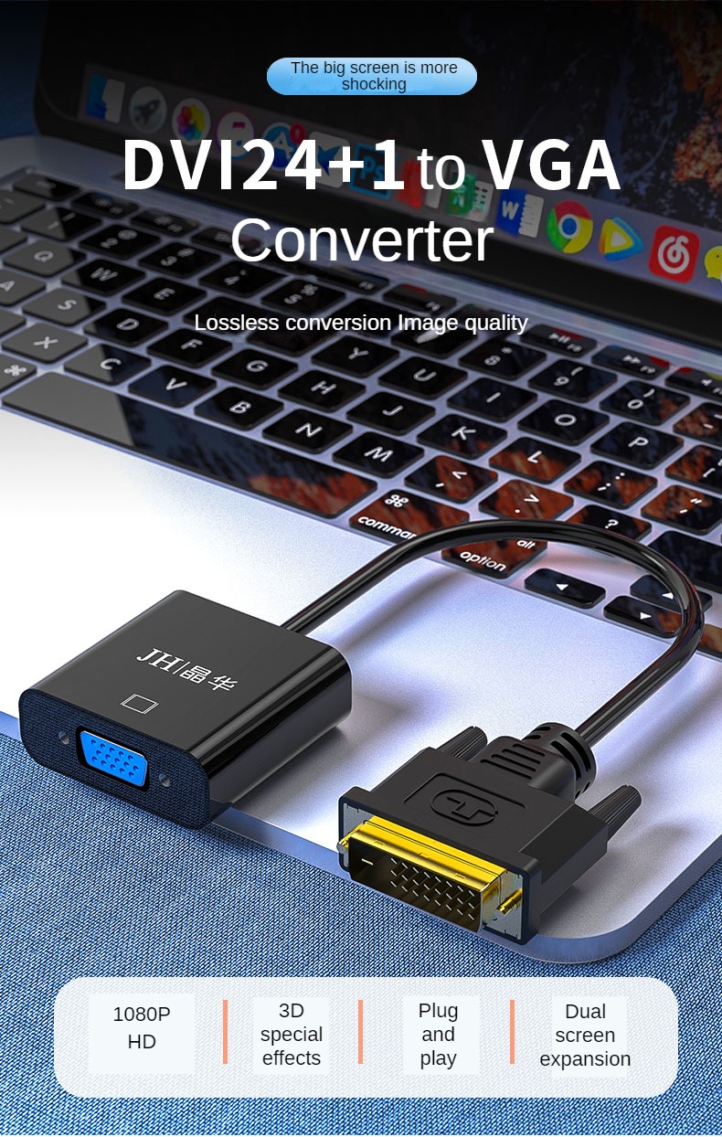 Jual DVI 24 5 Pin Male To VGA 15Pin Female Adapter Di Seller AJS Store - Foto 3