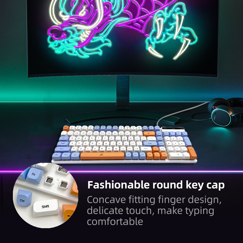 Zeus K-19 Wired Membrane Gaming Keyboard 98 Keys 3 Spell Color Matching ...