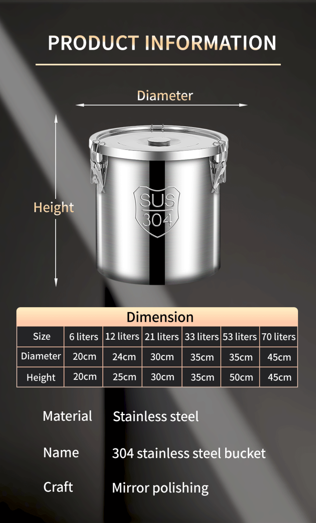 304 Metal stainless steel closed food rice storage container against ...