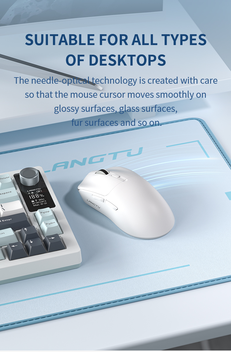 LANGTU T6 2.4G Bluetooth Wired Tri-Mode Wireless Mouse 66g lightweight ...