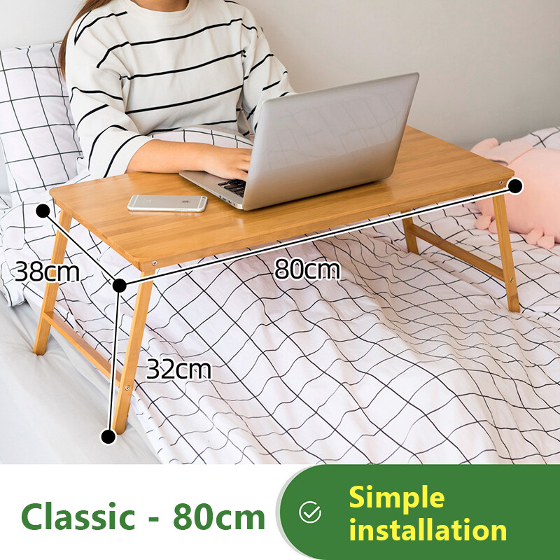TUBUAN Bamboo Bed Table Foldable Table Wooden Computer Folding Table ...