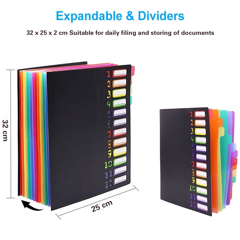 Expanding File Organizer 12/24 Pockets Accordion Folders Classify A4 ...