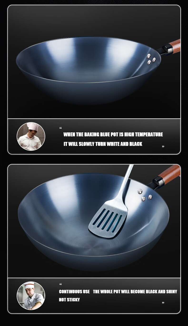 【free Spatula】SImplus Kawali Wok Non Stick 32/34/36/38/40cm Black Heavy ...