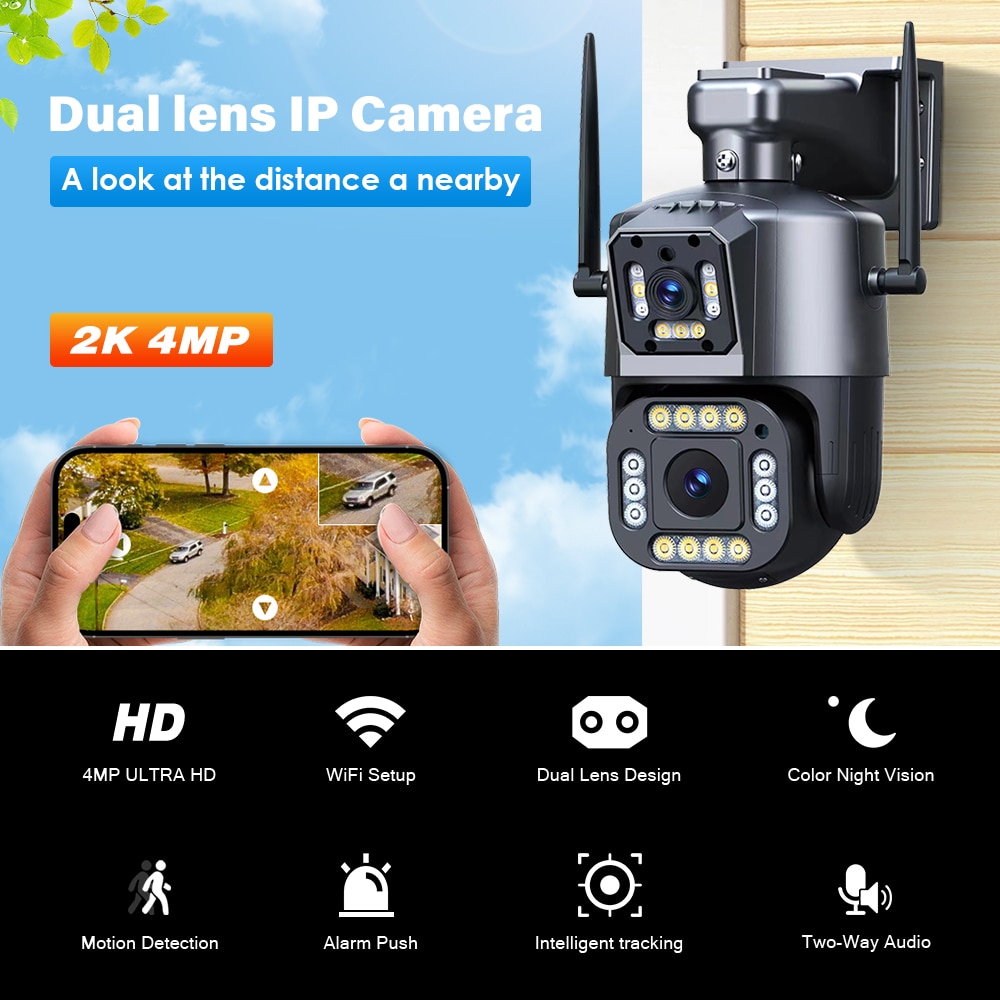 V380 PRO Dual Lens 2K Ultra HD CCTV Motion Detect 360°Rotation Infrared ...