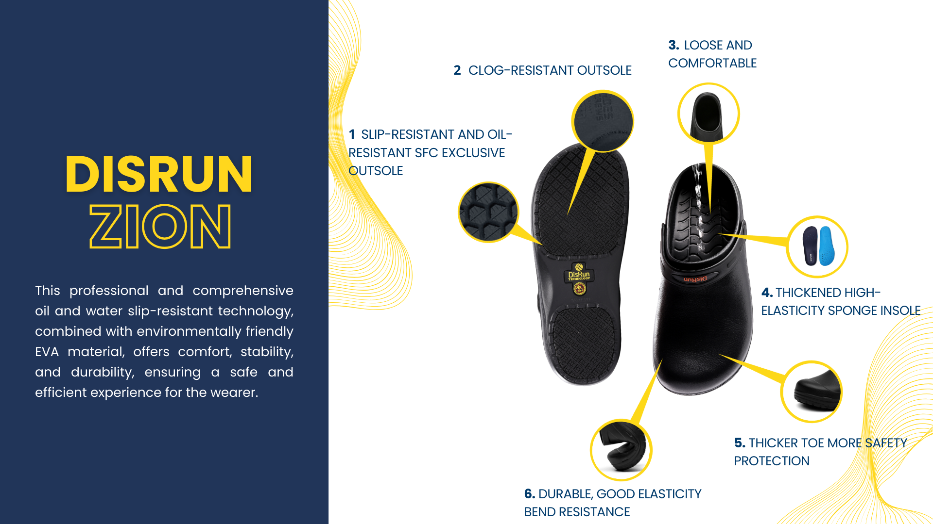 DISRUN ZION – Black | Unisex Comfortable Non-Slip Work Shoes for Chefs ...