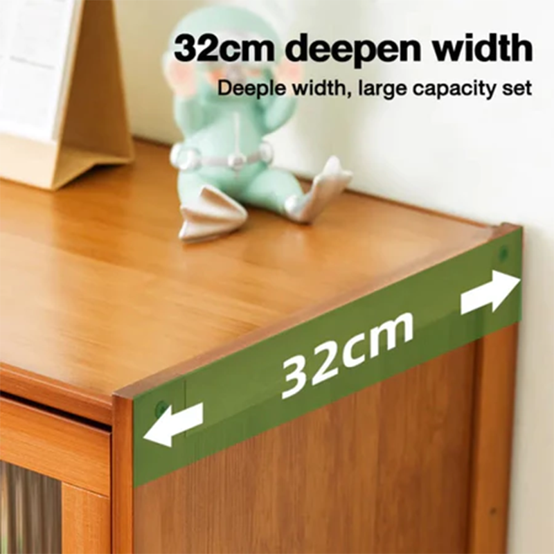 INTEX Bamboo Bookcase Rattan Door Storage Organizer Kitchen Cabinet ...