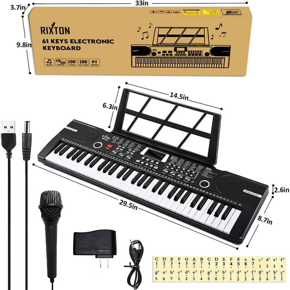RIXTON 61 Keys Portable Electronic Keyboard Digital Electric Piano ...