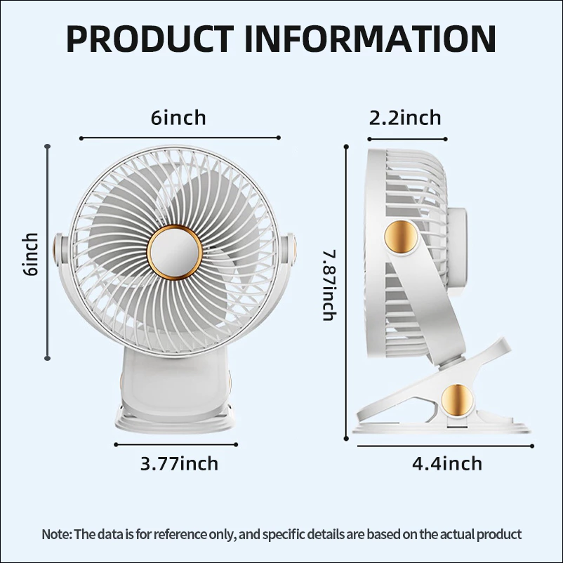 Desk Fan with Light mini rotating clip fan portable Outdoor stroller ...
